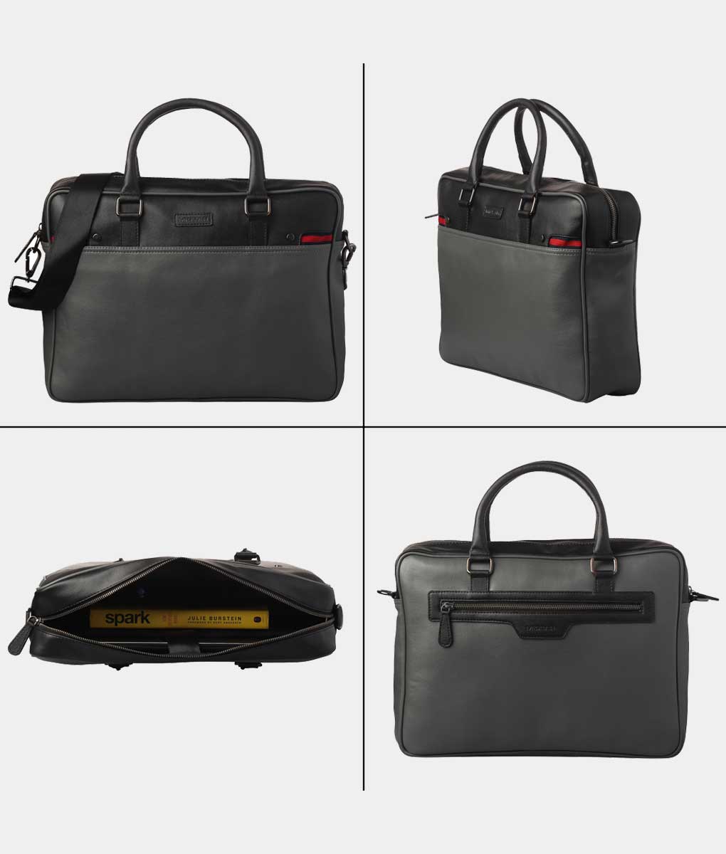Grey Bi-Hue Briefcase Laptop Bag