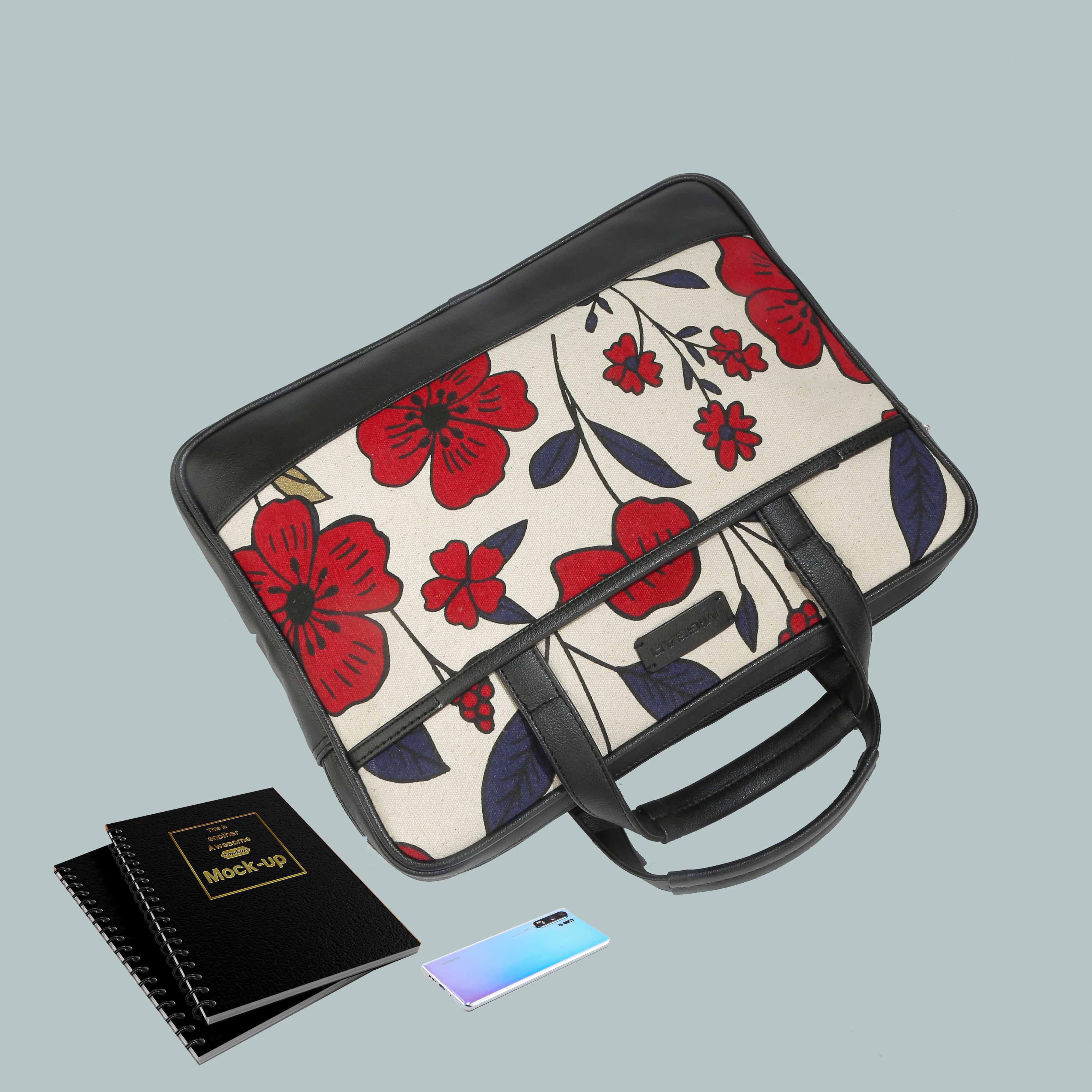 Floral Whiz Avenue Organic Canvas Laptop Bag